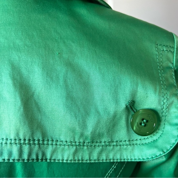 Jessica Simpson Green Double Breasted Trench Coat Belted Unique Piece XS - Picture 10 of 16